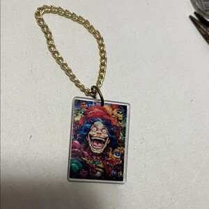 Vibrant Graphic Key Holder with Gold Chain
